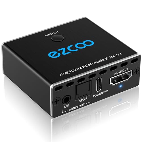 8K@60Hz 4K@120Hz HDMI2.1 Audio Extractor 2 in 1 Out,48 Gbps,HDCP 2.3, SPDIF 5.1Ch,L/R 2.1Ch,Supports,ARC TV Apps,VRR,ALLM,HDCP Bypass,HDR,Vision Atmos,Soundbar,Graphics Card