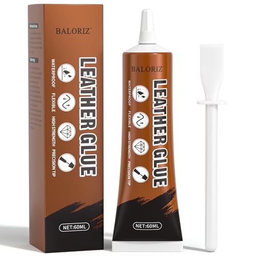 BALORIZ Lederkleber, 60ml Wasserdicht Kleber für Leder reparaturkleber für Geldbörsen, Autositze, Schuhe, Taschen, Sofas und andere Lederarbeiten, Verklebung zwischen Leder und Leder