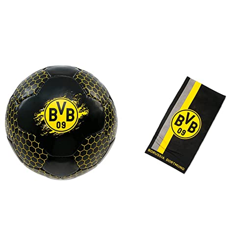 BVB Fussball & BVB-Handtuch mit Logo im Streifenmuster (50x100cm)