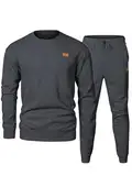 Elegancity Trainingsanzug Herren Set Herren Pullover Sweatshirt und Sporthose Lang Jogginganzug Herren Sportanzug mit Tasche Dunkelgrau XL