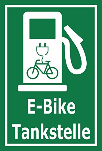 Melis-Folienwerkstatt Schild - E-Bike Tankstelle - 30x20cm | Bohrlöcher | 3mm Aluverbund – S00050-076-G -20 Varianten