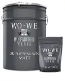 WO-WE 2K Fliesenlack MATT Weiß RAL 9010 Boden Wand Fliesenfarbe Bad Küche - 2,5Kg