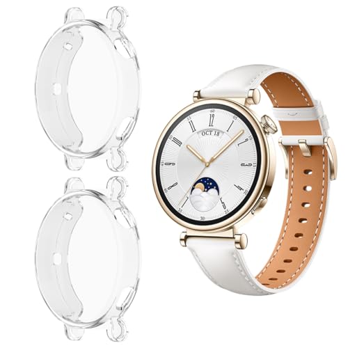 HOMTERN Schutzhülle für Huawei Watch GT4 41 mm/46 mm, flexibel, kristallklar, TPU, vollständige Abdeckung, stoßfest, kratzfest, Displayschutzfolie, Smartwatch-Zubehör (GT4 41 mm), 2 Stück