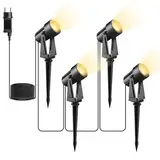 Svater LED Gartenbeleuchtung mit Strom,14M/4er Set Strahler Außen Warmweiß 3000K,Wasserdicht IP65 Gartenstrahler Led Außen,27V 600lm Gartenlampen für Draußen, Terrasse, Einfahrt
