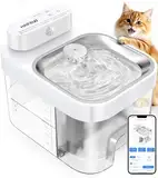 HAPAW Katzenbrunnen mit App-Überwachung, 3 L Frisch- & 1,35 L Abwassersystem, Trinkbrunnen für Katzen, Filterloser Automatischer Wasserspender mit 5000 mAh,