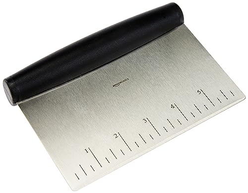 Amazon Basics Mehrzweck-Küchenschneider/-schaber, Edelstahl, 15 cm, Schwarz, Silberfarben