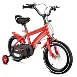 Garbenat 14 Zoll Kinderfahrrad mit Stützrädern Upgraded Kinder Fahrrad für ab 3-6 Jahre HöHenverstellbar Kinderfahrrad für Jungen & Mädchen Jugend Fahrrad für Schulung Outdoor Reiten (Rot)