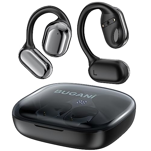 BUGANI Offene Ohr Kopfhörer, Open-Ear-Kopfhörer, Drahtlos über Bluetooth 5.4, 30 Stunden Akkulaufzeit, mit Großem 16,2 mm Treiber, Over-Ear-Buds, wasserdichte Sportkopfhörer für den Outdoor-Einsatz