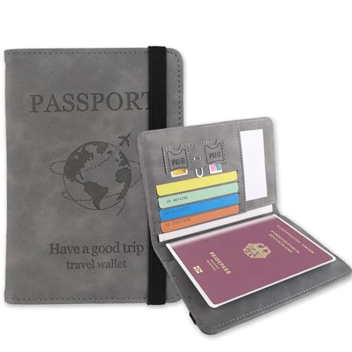 TAKUZA Reisepasshülle 3 Stück, Passport Hülle mit RFID-Blocker, 1 Kunstleder Passport Cover + 2 Reisepass Hülle Transparent, Passhülle für Reisepass, Ausweis, Bordkarte, SIM-Karte, Kreditkarte usw.