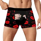 WKAYsIV Schlankmachende Unterwäsche Herren Komfort Valentinstagsdruck Boxershorts L Herren (Black, XXL)