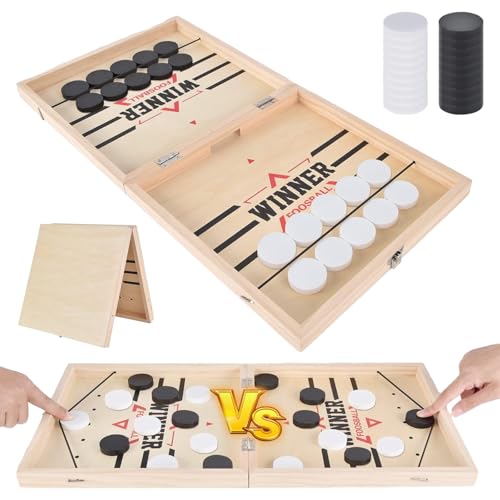 Sling Puck Spiel, Tischhockey Brettspiel, 2-in-1tischfussball Gewinnerspiel, Portable Super Winner Brettspiel, Schnelles Foosball Winner, Eltern-Kind-Interaktion Tisch Hockey für Erwachsene und Kinder