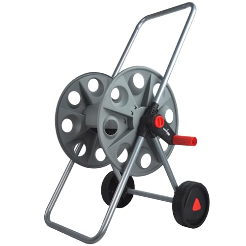 LEHMANN Schlauchwagen, Gartenschlauchwagen, für bis zu 45m 1/2" oder 3/4" Schlauch, Stahlkonstruktion mit Kunststoff, Maße 46 x 44 x 75 cm, Gewicht 2,5 kg