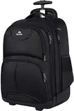 MATEIN Business Trolley Reiserucksack mit Rollen, Groß Rolling 17 Zoll Laptop Rucksack Reisetasche mit Rädern Herren Handgepäck Laptoptasche Damen Reisekoffer Aaktenkoffer für Schule, Arbeit, Schwarz