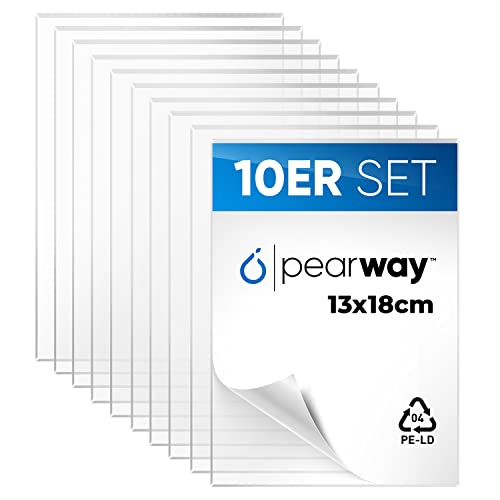 PEARWAY Premium 10er Set Plexiglas Platten [13x18cm] I transparent, geschliffene Kanten I Acrylglas Platte I Plexiglasscheibe I 1mm Stärke I Acrylplatte tansparent I Plexiglas