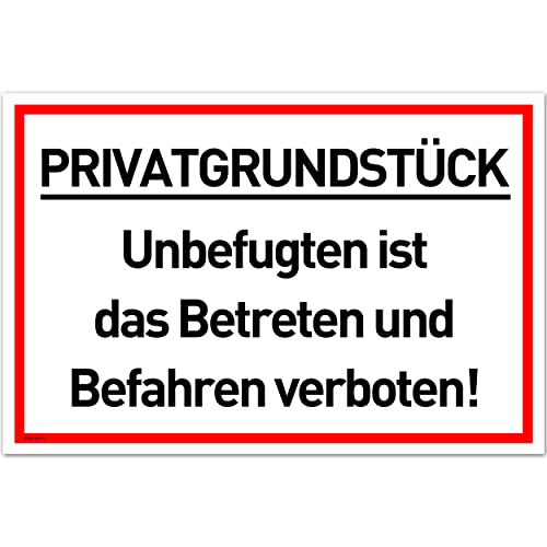 Privatgrundstück Schilder (30x20 cm Kunststoff) - Betreten und Befahren verboten Schild - Schild Privatgrundstück - Zutritt verboten - Durchgang Privat - (Gelb) Betreten Verboten