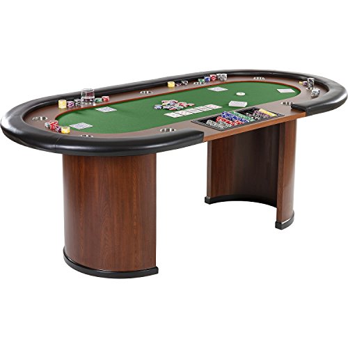 GAMES PLANET Pokertisch „Royal Flush“, 213 x 106 x75 cm, Farbwahl, Gewicht 58kg, 9 Getränkehalter, gepolsterte Armauflage, grün