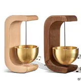 Türgong Aus Holz, 2 Stück Retro Magnetische Türklingel, Magnetische Türglocke aus Holz, Magnetische Holz-Türklingel mit Messingglocke, Wooden C-Shaped Wind, für Tür, Büro, Laden, Café (Mix *2)