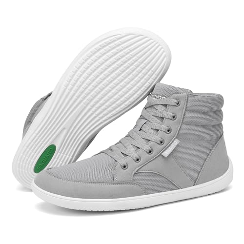 SAGUARO Barfußschuhe Damen Herren - Barfuss Schuhe Damen Outdoor Barfusschuhe High-Top Barefoot Shoes mit Zero-Drop Sohle Grau, Gr.43