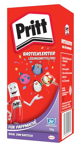 Pritt Bastelkleister Pappmaché, 125 g Pulver, sicher für Kinder, mit warmen Wasser auswaschbar, frei von Konservierungs- und Lösungsmitteln, 9H 1888145