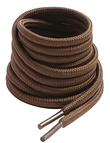 VSUDO Braun Stiefel Schnürsenkel, Brown Boots Shoelace, Runde ø4 mm Braun Schnürsenkel Schuhbänder für Arbeitsschuhe/Outdoorschuhe/Trekkingschuhe/Wanderschuhe (1Paar-Braun-130cm)