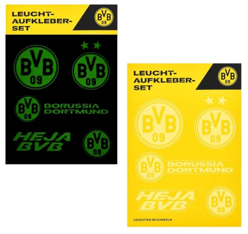 Borussia Dortmund Leuchtsticker-Set 5tlg | Aufkleberkarte | Aufkleber | nachtleuchtend | Sticker BVB 09