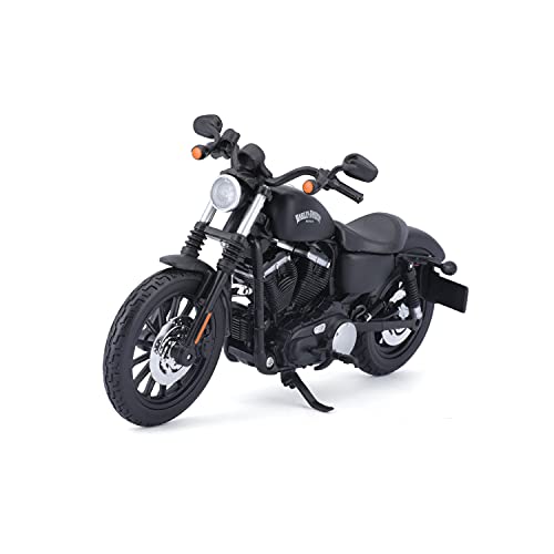 Bauer Spielwaren 2049731 Maisto Harley-Davidson Sportster Iron 883: Originalgetreues Motorradmodell 1:12, mit beweglichem Ständer und Lenkung, schwarz (532326)
