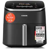 Cosori Turboblaze Airfryer Heißluftfritteuse, 9-in-1 Air Fryer XXL 6L, leiser DC Motor mit 5 Geschwindigkeitsstufen, Grillen, Backen, Gären, Dehydrieren, Tiefkühlen, 87 Rezepte, 64% energiesparend