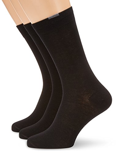 Nur Der 3er Pack Passt Perfekt Socken aus atmungsaktiver Baumwolle einfarbig mit Komfortbund ohne drückende Naht Herren, schwarz, 43-46