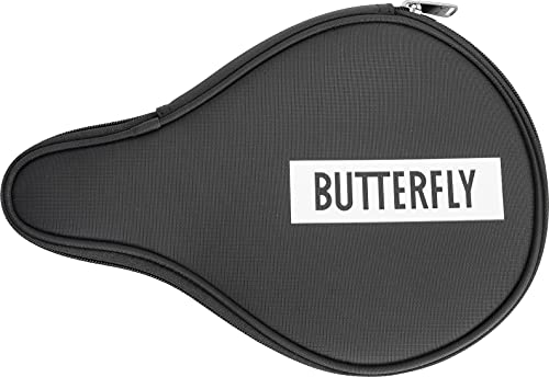 Butterfly Tischtennis Schlägerhülle Logo Case Round | Tischtennis-Hülle für einen Schläger | ovales Design, schwarz