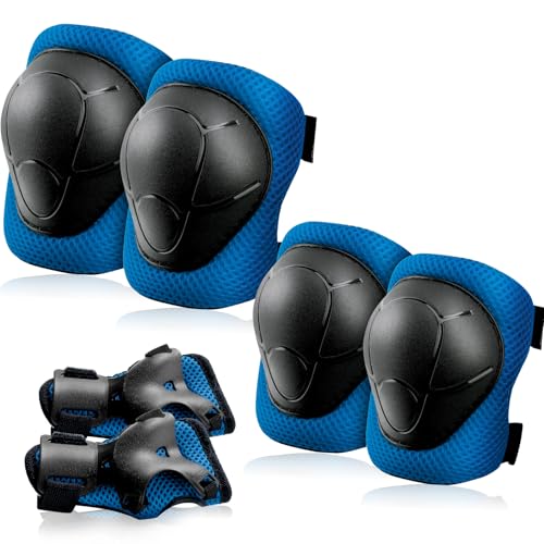 Knieschoner Kinder Schoner Inliner Protektoren: [6er Set] Schützer Inline Skates Kinder Knieschützer Skateboard SchutzausrüStung Knie und Ellenbogenschützer für Kinder und Jugendliche
