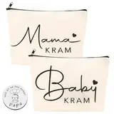 NewZC 2 Stück Mommy Bag Kosmetiktasche,Geschenke für Werdende Mütter,Babyparty Geschenk,Mama Tasche mit Reißverschluss Geschenke für Schwangere mit Silber Lustige Entscheidungsmünze