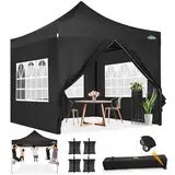 COBIZI Pavillon faltpavillon 3x3 wasserdicht stabil Winterfest,Outdoor faltbar partyzelt,gartenpavillon mit 4 Seitenteilen und 4 Sandsack und Laufradtasche, Schwarz