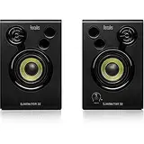 Hercules DJSpeaker 32 Party - 2 x 15 Watt RMS Aktive Monitor Lautsprecher mit eingebauten Lichteffekten, Schwarz