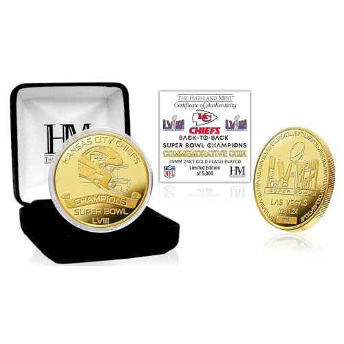 Highland Mint Kansas City Chiefs Super Bowl LVIII Gold Coin Münze 39mm