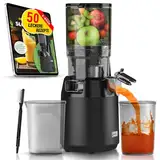 LEBENLANG Entsafter Slow Juicer - Inkl. Rezeptbuch & Große 130mm Öffnung I Perfekt für Obst ganze Früchte und Gemüse 100% BPA-Frei I Best Juicer Machine Saftpresse elektrisch Masticating Green Press