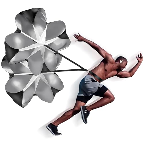 YGORTECH Running Speed Sprint Widerstand Fallschirm 2er-Pack, 54 Zoll Trainer Geschwindigkeit Fallschirm für Sprinten mit verstellbaren Riemen für Sprinten, Rugby, Fußball-Training, Fitness
