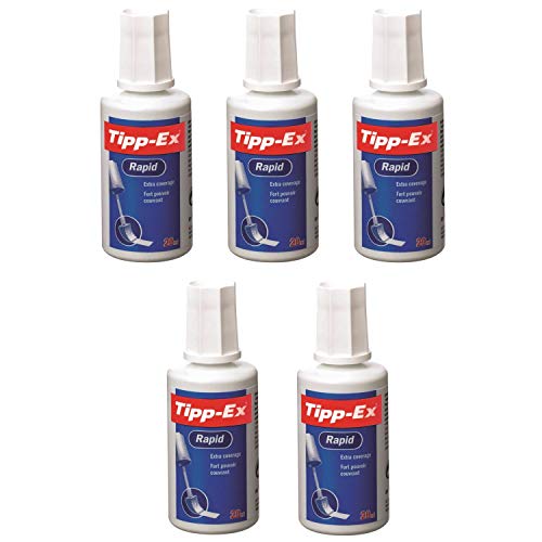 Tipp-ex Flüssigkorrigierer, Rapid-Schaumstoff, Weiß, 20 ml, 5 Stück