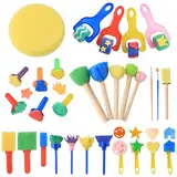 Schwamm Malerei Pinsel Set, 30 Stücke Kinder Malwerkzeuge Set, Schwamm Pinsel Set, Kinder Früherziehung Lernen Zeichnung Werkzeuge Art Draw Tools für DIY Kunsthandwerk