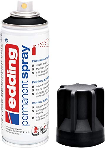 edding 5200 Permanent Spray - tiefschwarz matt - 200 ml - Acryllack zum Lackieren und Dekorieren von Glas, Metall, Holz, Keramik, Kunststoff, Leinwand - Lackspray, Acrylspray, Farbspray