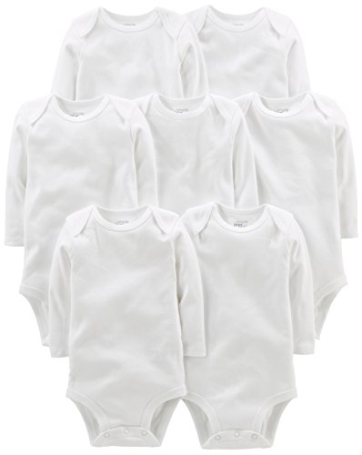 Simple Joys by Carter's Unisex-Baby Side-snap Long-Sleeve Shirt Body, Weiß, 18 Monate (7er Pack)