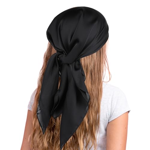 COMNICO Kopftuch Satin Haarschal für Damen Halstücher Quadratisch wie Seide Bandana Haarwickel Schal zum Schlafen (27,5 Zoll)