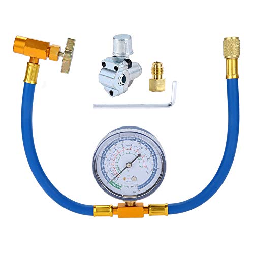 SURIEEN R134A AC Wiederaufladbarer Schlauch mit Manometer und BPV31 Bullet Piercing Tap Ventil-Set, 1/4 Zoll SAE Schlauch für R12 R22 Port, für Klimaanlage Kältemittelanlage