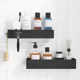 Kitsure Duschablage ohne Bohren - 2 Stück rostfreie Badezimmer Organizer, schnell trocknende Badregal ohne Bohren mit großer Kapazität, langlebige Shampoo Halterung für Dusche aus Edelstahl, Black