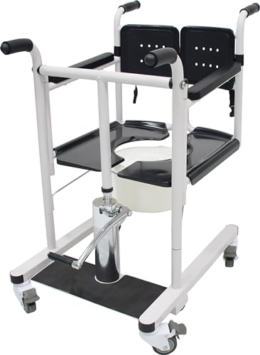 RS Trade Badezimmer Rollstuhl Toilettenstuhl Duschstuhl höhenverstellbarer Patientenlifter mit Rollen bis 150 kg