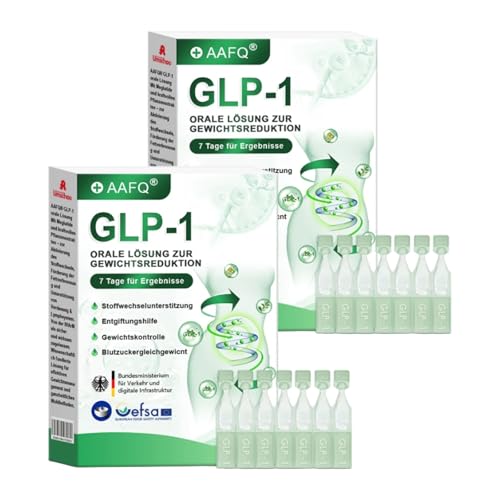 AAFQ Glp 1 Orale Lösung, AAFQ Glp-1 Orale Flüssigkeit Glp 1 Tropfen Glp1 Orale Lösung, Natürlicher Pflanzenextrakt, 0.7ml*7 Ampullen (2pack)