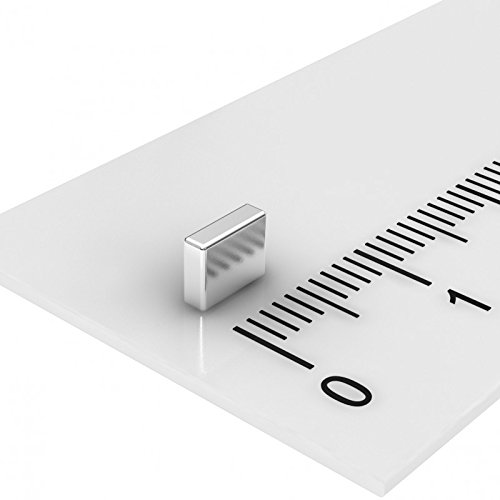 100 x Neodym Quadermagnet 5 x 4 x 1.5 mm, Grade N48, vernickelt, für Modellflugzeugbau oder KFZ