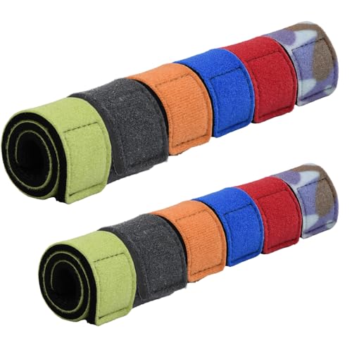 Ehuihuan 12 Stück Angelruten Gurte, 2 Größen Angelrute Gürtel, 6 Farben Einstellbar Angel Rutenbänder, Angelrutenriemen Elastische Gurte Halter für Feste Angelruten Karpfenrute Meeresrute