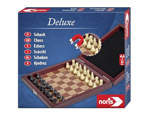noris 606108005 606108005-Deluxe Reisespiel Schach, Spieleklassiker
