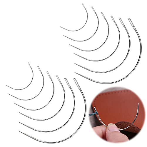 Gebogene Nadeln,gebogene nadeln dünn,gebogene nadeln polsternadeln,Sattlernadeln,Perücke C Gebogene Nadeln,Rund Leder Sattlernadel,gebogene nähnadel,leder nähen nadel(12Pcs)