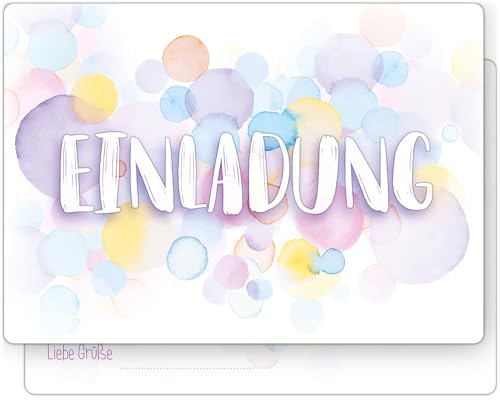 beriluDesign 12 Einladungskarten zum Kindergeburtstag - Geburtstagseinladung Aquarell